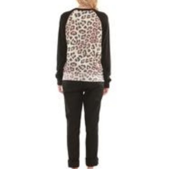 Hye Park and Lune Julian Raglan Sweatshirt Leopard Print Black Sleeves NEW! - Picture 5 of 5